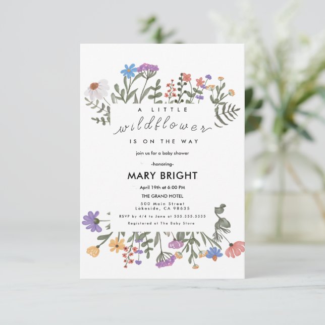 Invitación Pequeño Wldflower Theme Field Baby Shower (Anverso de pie)