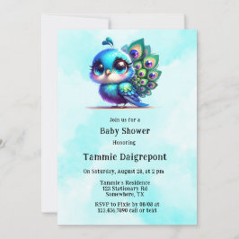 Invitación Pequeño y bonito Baby Shower de pavo real