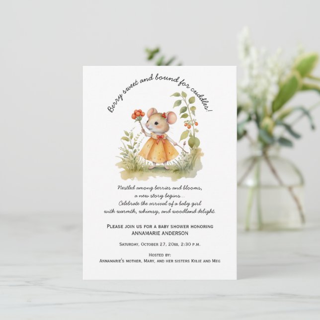 Invitación Pequeño y caprichoso ratón en el Baby Shower del j (Anverso de pie)