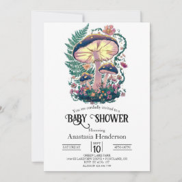 Invitación Pequeño y colorido Baby Shower hongo
