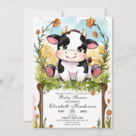 Invitación Pequeño y colorido Boho Cow Baby Shower