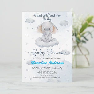 Invitación Pequeño y dulce elefante de cacahuete Baby Shower