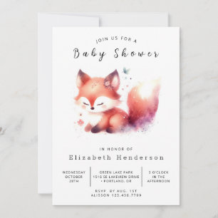 Invitación Pequeño y juguetón Fox Theme Fox Baby Shower