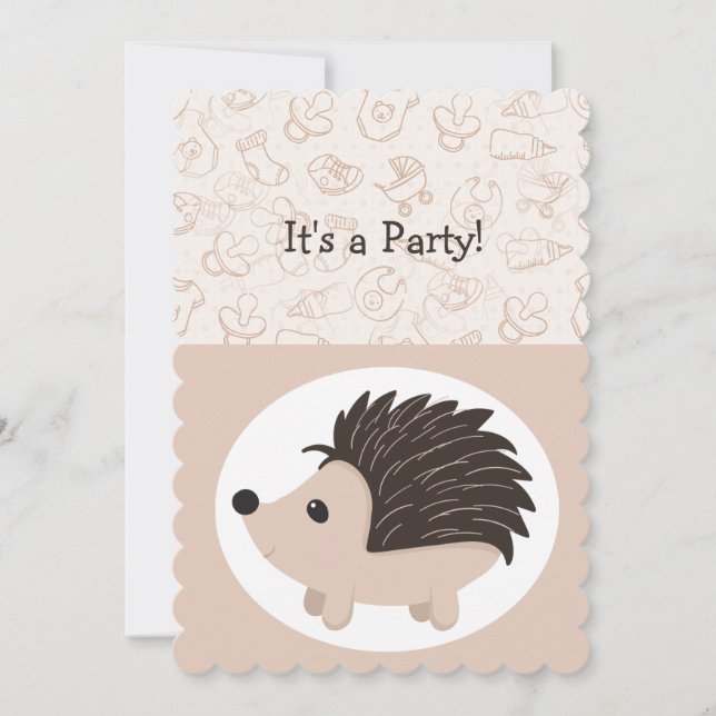 Invitación Pequeño y lindo bebe Hedgehog Animales Nacidos Niñ (Anverso)