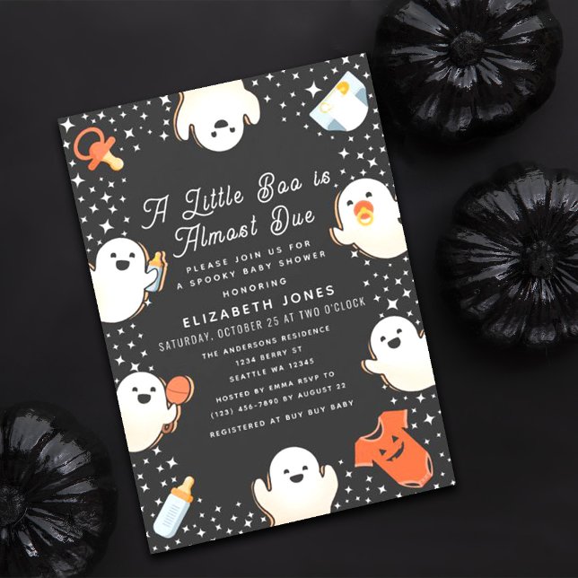 Invitación Pequeño y lindo Boo Halloween Fantasma Baby Shower (Subido por el creador)