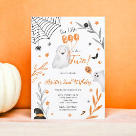 Invitación Pequeño y lindo naranja de Boo Halloween en segund