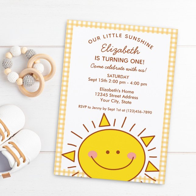 Invitación Pequeño y lindo rayo de niños soleados primer cump (Subido por el creador)