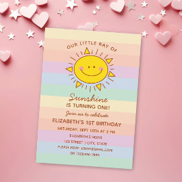 Invitación Pequeño y lindo rayo de sol bebé primer cumpleaños