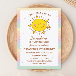 Invitación Pequeño y lindo rayo de sol bebé primer cumpleaños