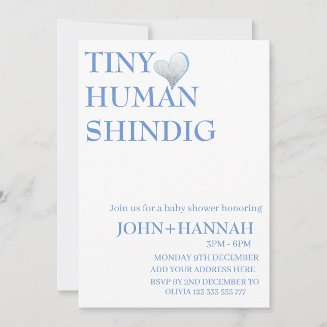 Invitación Pequeño y mínimo humano de Shindig Funny Co-ed Bab (Anverso)