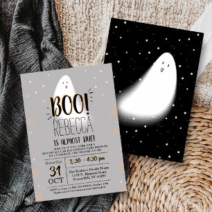 Invitación ¡Pequeño Y Moderno Boo! Baby Shower de Halloween