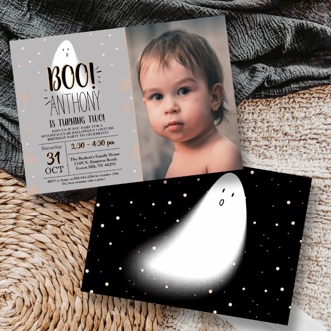 Invitación ¡Pequeño Y Moderno Boo! Foto de cumpleaños 2 de Ha (Subido por el creador)