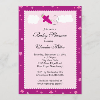 Invitación Pequeño y pequeño avión rosado Baby Shower