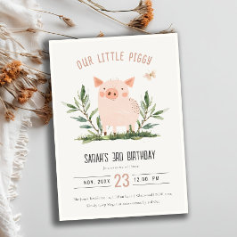 Invitación Pequeño y pequeño cerdito Foliage Mariposa Niños C