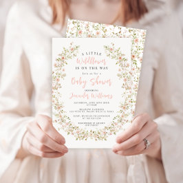 Invitación Pequeño y rosado boho de flor silvestre bebé ducha