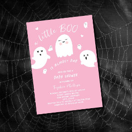 Invitación Pequeño y rosado libro de Baby Shower de Halloween