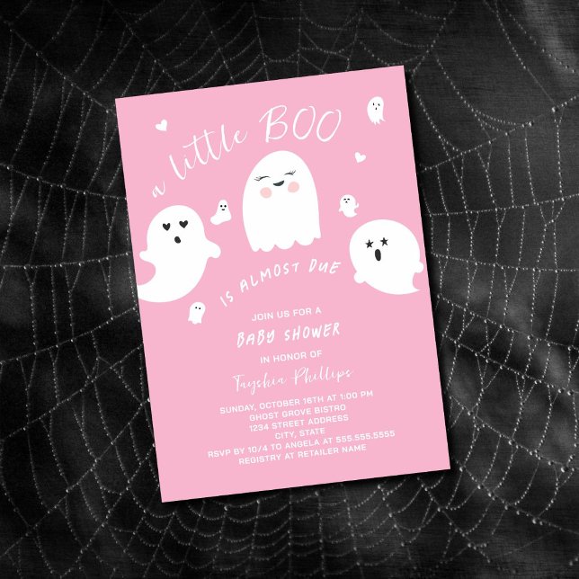 Invitación Pequeño y rosado libro de Baby Shower de Halloween (Subido por el creador)