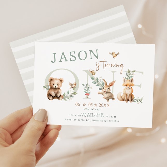 Invitación Pequeño y salvaje, un Woodland, primer cumpleaños (Subido por el creador)