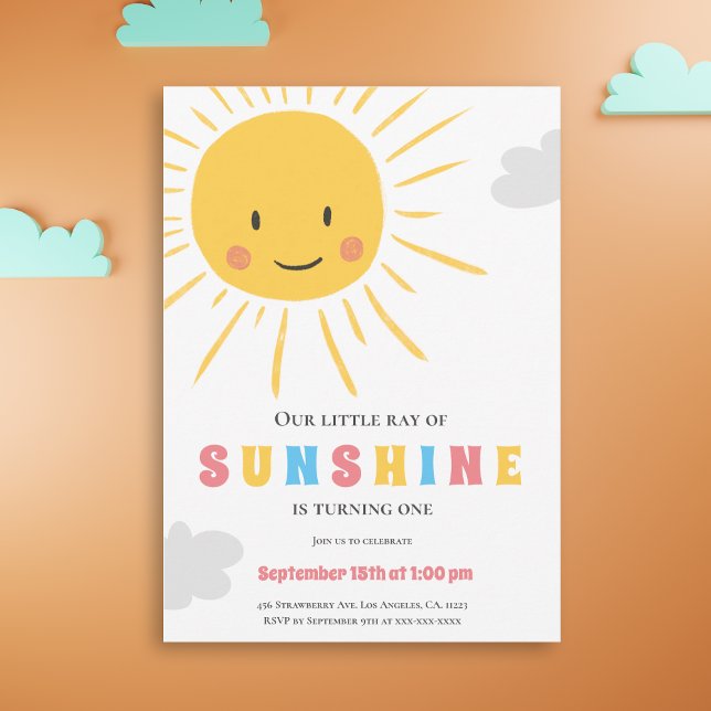 Invitación Pequeño y simple niño soleado primer cumpleaños (Subido por el creador)