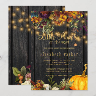 Invitación Pequeño zapallo en camino fiesta prenatal de otoño