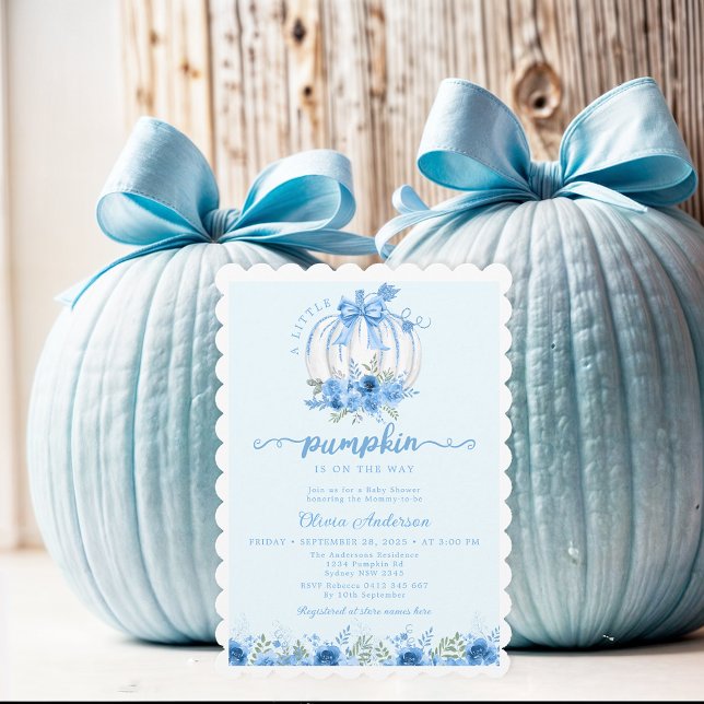 Invitación Pequeño zapato de calabaza azul Baby Shower (Subido por el creador)