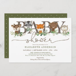 Invitación Pequeños animales de bosque rústico Baby Shower bo