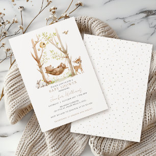 Invitación Pequeños animales de bosque simple Baby Boy Shower