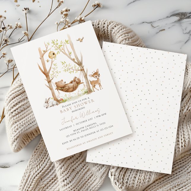 Invitación Pequeños animales de bosque simple Baby Boy Shower (Subido por el creador)