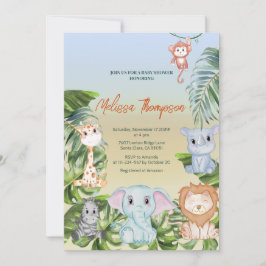 Invitación Pequeños animales de la jungla de Safari lindo Bab