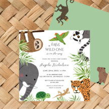 Pequeños animales de la jungla salvajes un Baby Sh