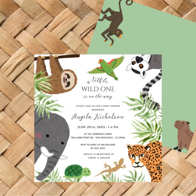 Invitación Pequeños animales de la jungla salvajes un Baby Sh (Subido por el creador)