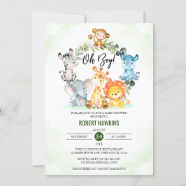 Invitación Pequeños animales de Safari de la Jungla Oh Boy Ba