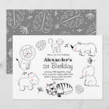 Pequeños animales de Safari de la Selva Minimalist