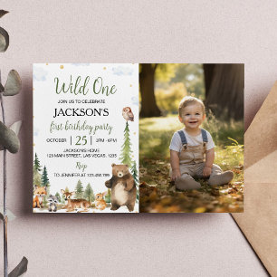 Invitación Pequeños animales de Woodland salvajes foto de un