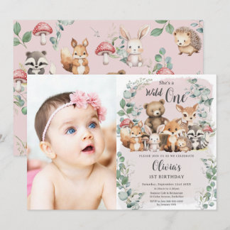 Invitación Pequeños animales de Woodland salvajes foto de un