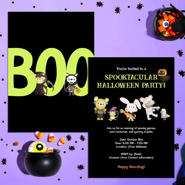 Invitación Pequeños animales portaban la fiesta de Halloween (Subido por el creador)