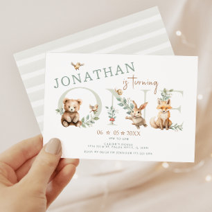 Invitación Pequeños animales salvajes de un bosque 1.ᵉʳ Boy c