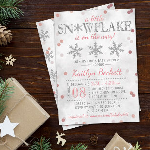 Invitación Pequeños Chicas de copo de nieve en Baby Shower