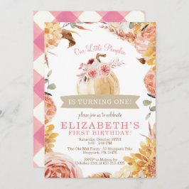 Invitación Pequeños Chicas de PUMPKIN Pink Floral Birday Part