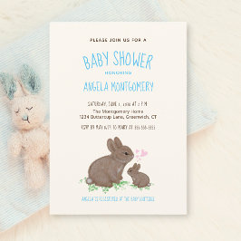 Invitación Pequeños conejillos de madera con el Baby Shower H