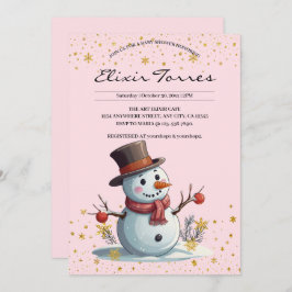 Invitación Pequeños copos de nieve rosados y dorados Baby Sho