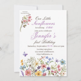 Invitación Pequeños Flores Silvestres Brillantes Acuarela Cum