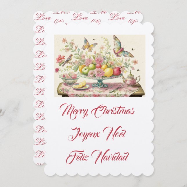 Invitación Pequeños gatos, Feliz Navidad (Anverso / Reverso)