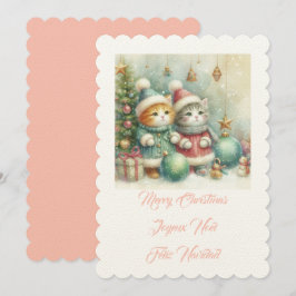 Invitación Pequeños gatos, Feliz Navidad