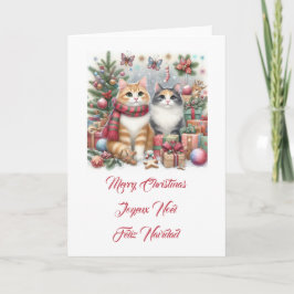 Invitación Pequeños gatos, Feliz Navidad