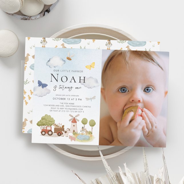 Invitación Pequeños granjeros animales de granja Foto de prim (Subido por el creador)