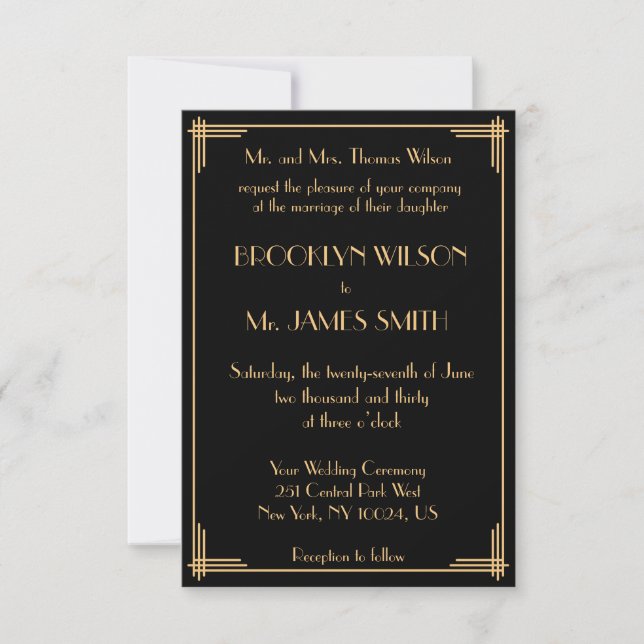 Invitación Pequeños invitados a la boda Art Deco de Gatsby Bl (Anverso)