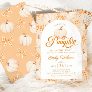 Invitación Pequeños lazos de gingham de calabaza, baby shower