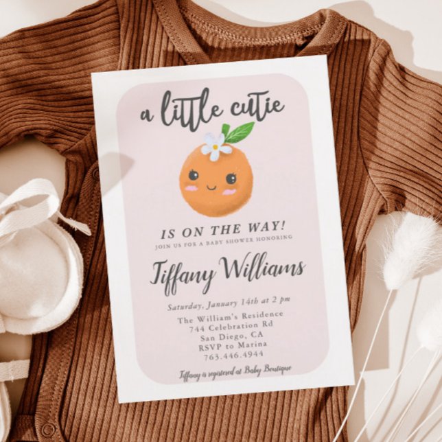 Invitación Pequeños Naranjas de Baby Shower rosados (Subido por el creador)