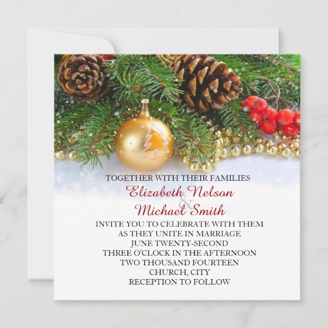 Invitación Pequeños Navidades Balls Invitan a la Boda (Anverso)
